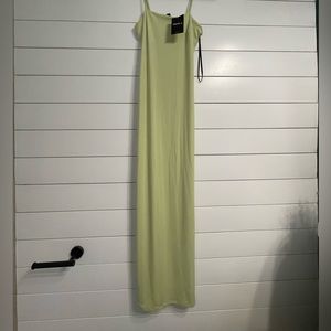 Tight light green long body con dress